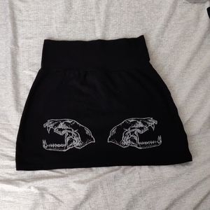 NWOT Black Rat Skulls Mini Skirt